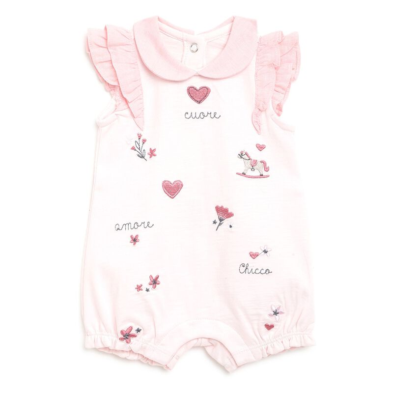Embroidered Sleeveless Romper Pink image number null